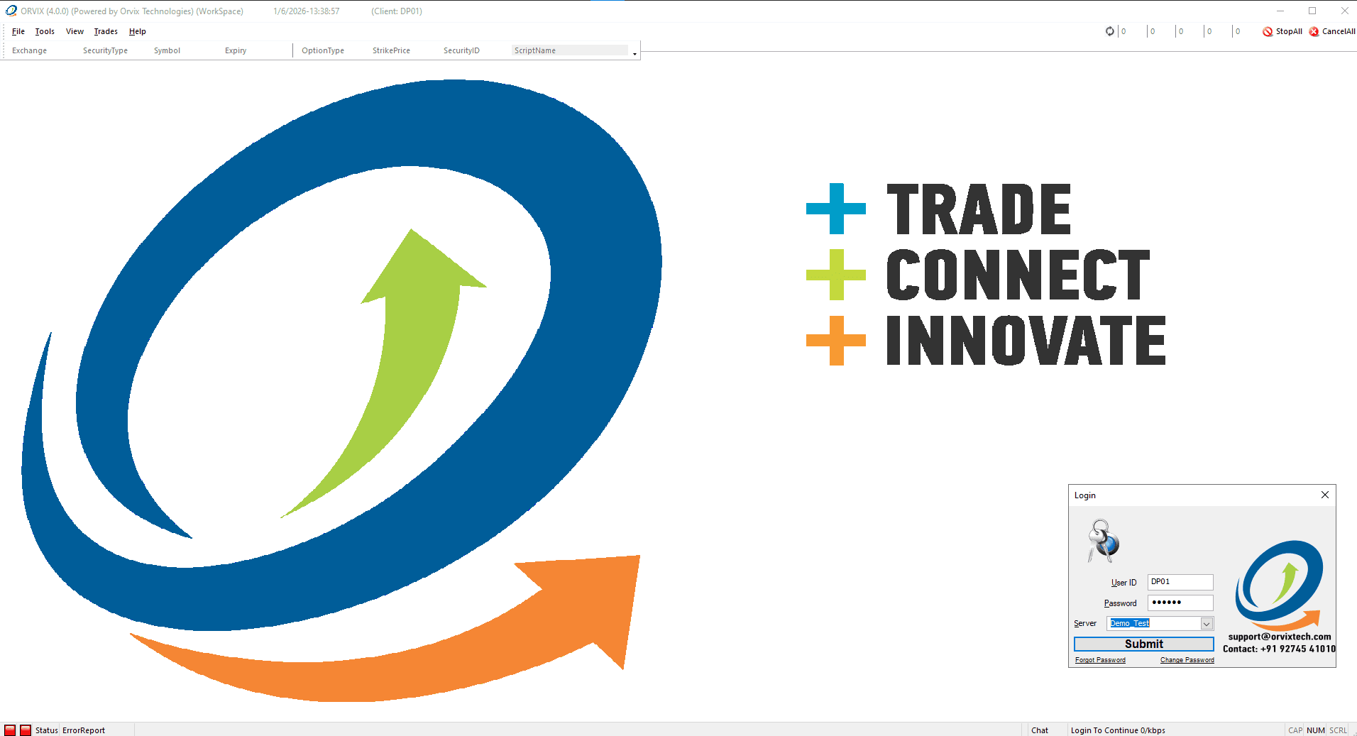 Orvix IBT desktop trading platform